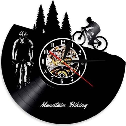 Mountain Biking Wall Clock Freeride Biker LED Vinyl Record Sport Timepiece Bike Cycling Horloge Murale Decor Modern Design