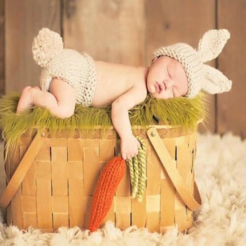 Newborn Baby Clothes Girls Boys Crochet Knit Costume Photo Photography Prop Accessories Rabbit Baby Caps Hats roupa de bebe