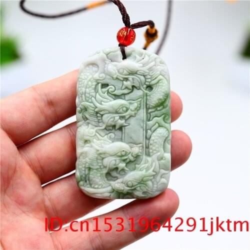 Jade Dragon Pendant Necklace Men for Jewelry Fashion Charm Double-sided Gifts Green Amulet Chinese Women Carved Natural