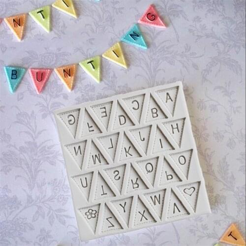 Hanging Flag Alphabet Fondant Silicone Mold Pastry Biscuits Chocolate Mold Cookies Candy Clay Mould Baking Cake Decorating Tools