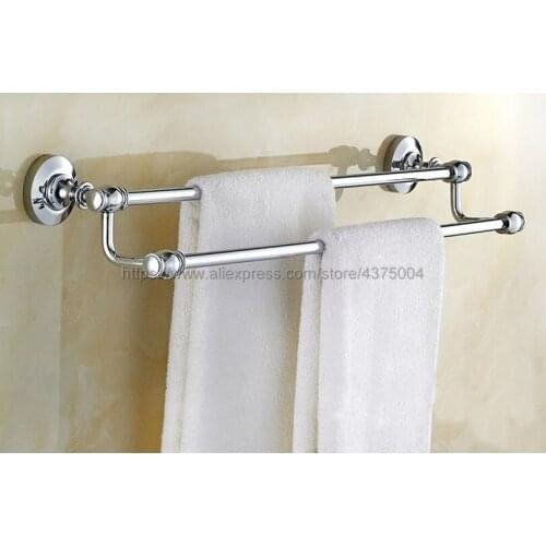 Towel Bars Double Rails Chrome Wall Shelves Towel Holder Bath Shelf Towel Hanger Bathroom Accessories Towel Rack Nba802