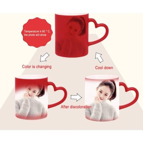 Custom DIY Photo Logo Red Mug Color Changing Heat Sensitive Ceramic unique Text Funny 11oz Coffee Mug Surprise Gift