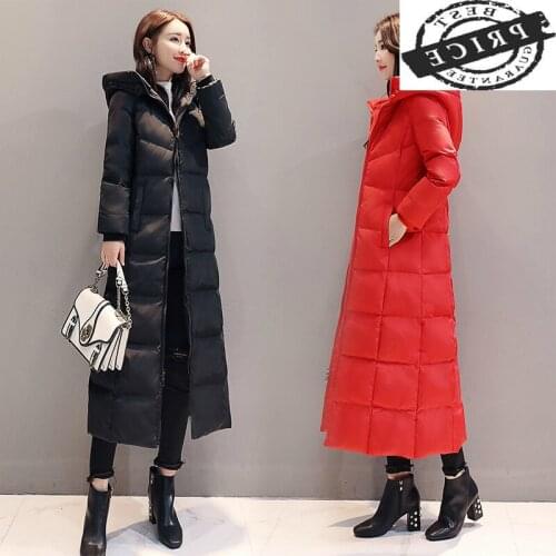 Down Coat Winter Women X-Long Down Jacket Female Long Outwear Hooded Clothes Ladies Clothing Thick Warm Parka LWL101a