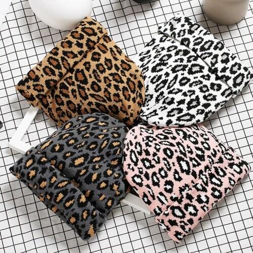 Fashion Adult Women Men Winter Leopard Crochet Hat Knit Hat Warm Cap Dropshipping