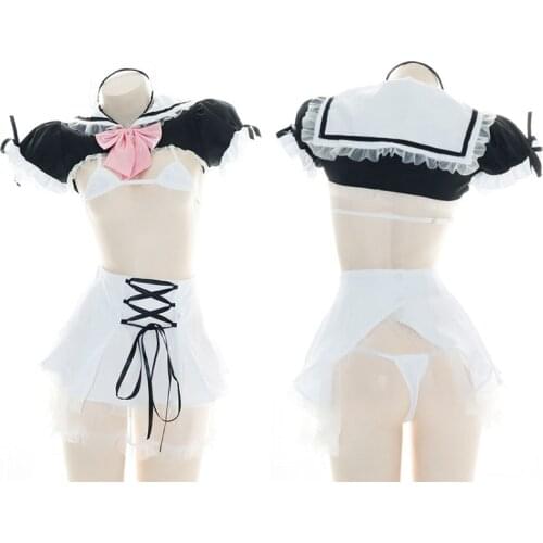 Lolita School Girl Club Wear Japan Cheerleading Cosplay Costumes Sweet Sailor Collar Crop Tops with Ruffle Mini Skirt Drop Ship