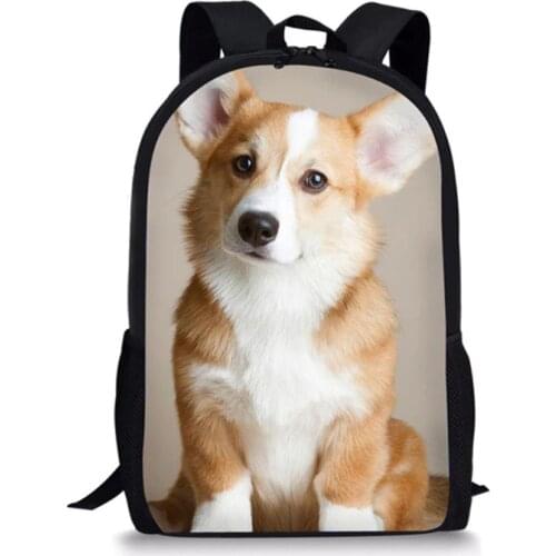 Welsh Corgi Pembroke Print Children School Bag Backpack in Primary Student Boys Girls Bookbags Orthopedic Kids 2018