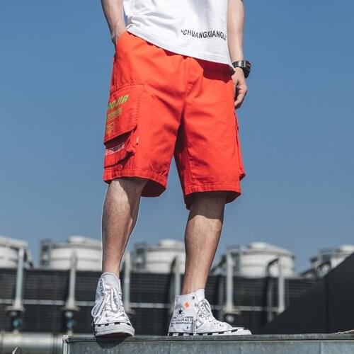 New Western Novo Letter Printed Stylish Mens Cargo Short-Pants Hip Hop Summer Male Elastic Waist Casual Shorts Loose Trunks