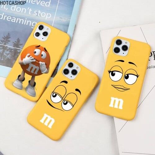 M&Ms Chocolate Phone Case for iPhone 12 mini 11 Pro Max X XR XS 8 7 6s Plus Candy yellow Silicone Cases