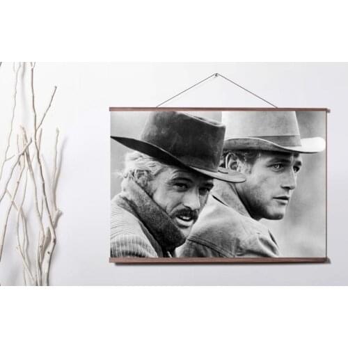 Butch Cassidy and the Sundance Kid Movie Art Canvas poster decoration painting with solid wood hanging scroll