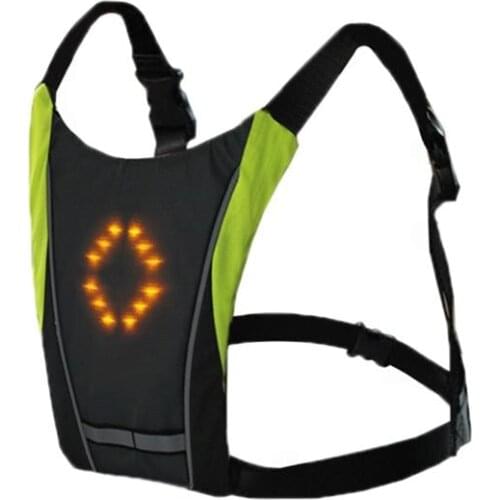 LED Wireless Cycling Vest MTB Bike Bag Safety LED Turn Signal Light Vest Bicycle Reflective Warning Vests With Remote Controller