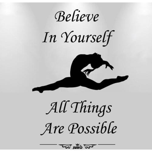 Inspirational slogan home decoration stickers gymnastics dance posture vinyls decals dance studio yoga decorative stickers YJ02