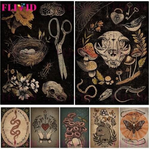 Vintage Witch European Alchemy Wall Art Canvas Painting Woodland Witchcraft Nordic Poster And Prints Wall Picture Decor Unframed