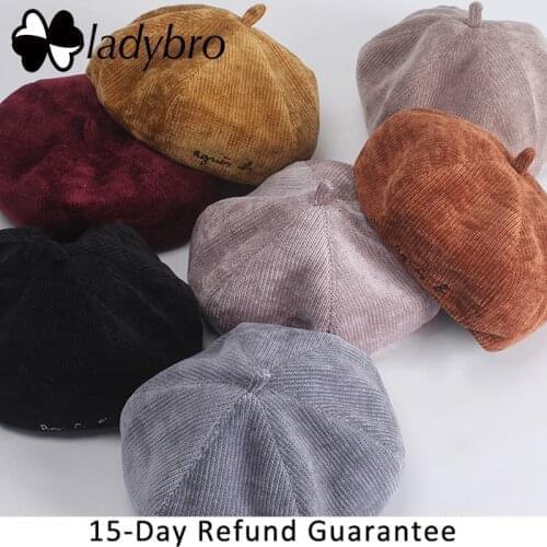 Ladybro Vintage Berets Hat Women Autumn Winter Hat Lady Painter Bonnet Cap Femme Letter Cotton Knitted Hat Cap Beanie Female