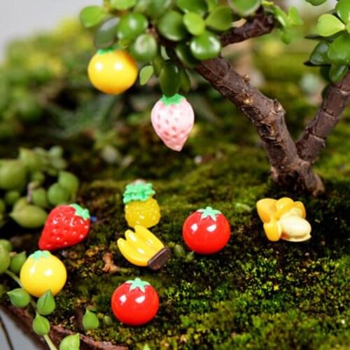 ZOCDOU 1 Piece Fruits Vegetables Banana Strawberry Tomato Apple Orchard Model Small Statue Figurine Crafts Ornament Miniatures
