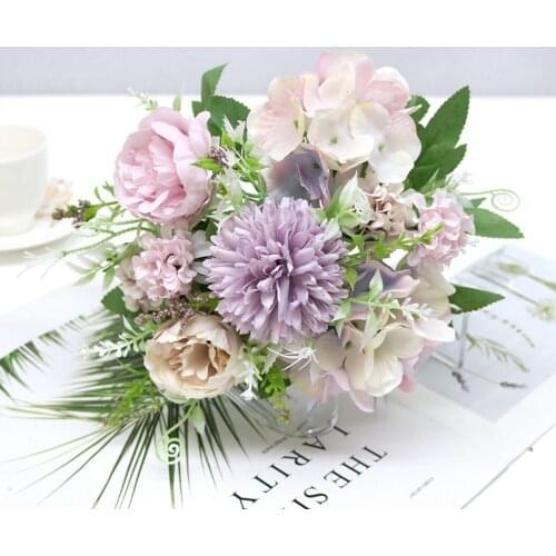 1PCS Hand Bouquet Mixed Artificial Flowers Peony, Rose, European Rose, Hydrangea *100% Brand New And High Quality