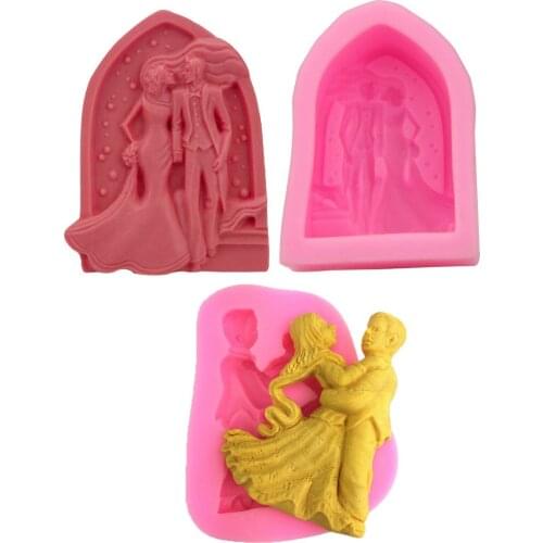 1Pcs Bride Groom&Boy girl Dance Fondant Silicone Molds For Cake Decorating Tool Chocolate Mold Wedding Decoration Mold