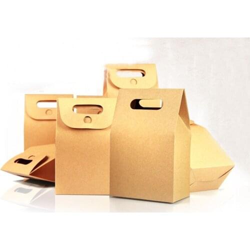 10*15.5*6cm 10pcs Resealable Brown Stand Up Kraft Paper Bags Boxes Recyclable Wedding Gift Jewelry Food Package Paper Box