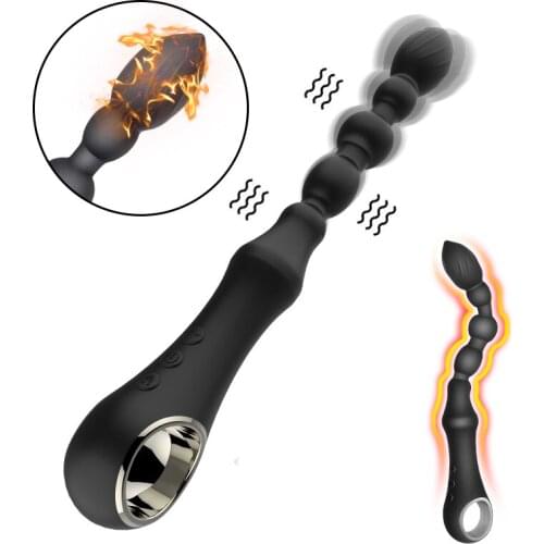 10 Modes Heating Vibrator USB Rechargeable Silicone Dildo Massager Sex Toys For Men Women anal toy anal bead