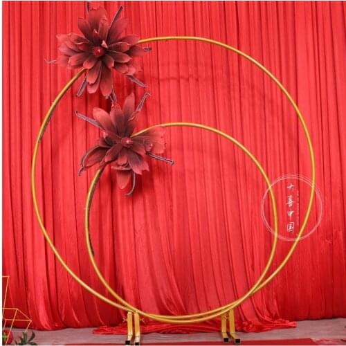 2pcs Iron Circle Wedding Arch Props Background Decor Single Shelf Outdoor Lawn Wedding Flower Door Rack Party Decoration Frame