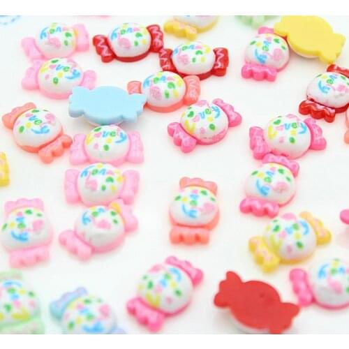 250pcs pack Candy Resin - mix color 20mmx13mm