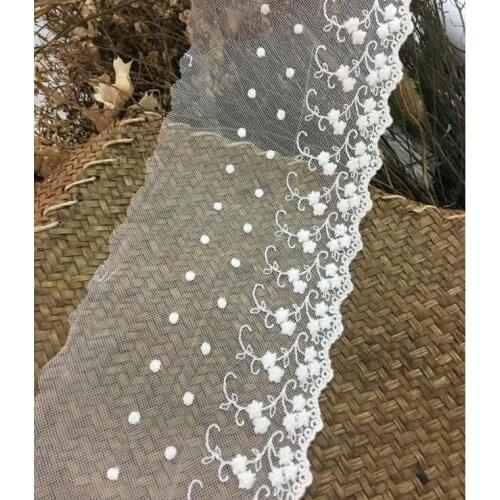 3 Meters/lot 15CM Width High Quality Ivory Cotton Lace Trim New Embroidered Cotton Cloth