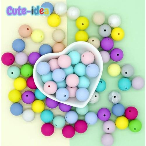 Cute-idea 50pcs 19mm silicone beads jewelry necklace baby product toy DIY handmade toddle safe sensory chewable pacifier chain