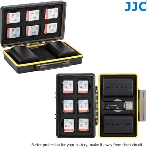 JJC Camera Battery Box Memory Card Case Holder Storage for SD SDHC SDXC MSD Micro SD MicroSD XQD CF Cards AA Battery for DSLR