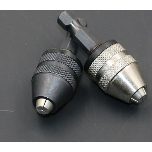 Power Tool Accessories Keyless Drill Chuck Screwdriver Impact Driver Adapter 1/4 '' Hex Shank Drill Bit Tool Sliver Black Color
