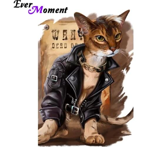 Ever Moment DIY 5D Diamond Painting Cross Stitch Cool Wanted Cat Diamond Embroidery Full Square Crystal Art Craft ASF829