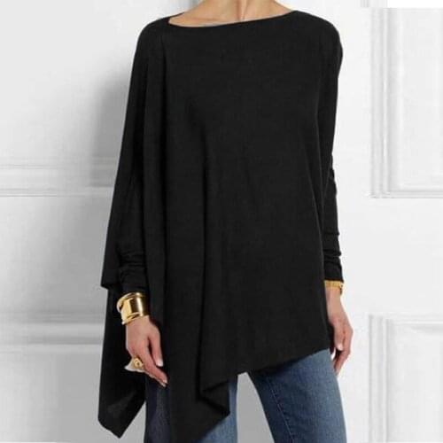PlusSister Womens Tops And Blouses Casual Long Sleeve Irregular Cotton Female Tunic 2021 Autumn Spring Solid Elegant Blouses