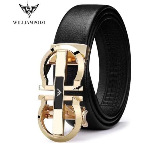 Brand Luxury Designer Leather Mens Genuine Leather Strap Automatic Buckle Waist Belt Gold Belt PL18335-36P-SMT