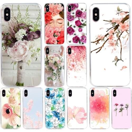 104H Elegant Beautiful Flowers Soft Silicone Tpu Cover phone Case for iphone 5 5s se X XR XS Max case