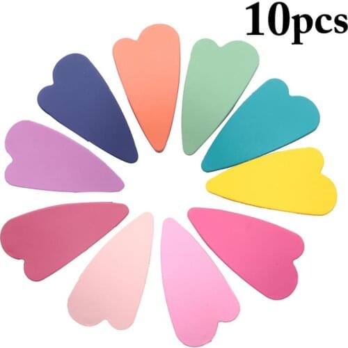 Coxeer 10Pcs/Lot Solid Color Hair Clips Heart Shape Simple Snap Hair Barrette Snap Hair Pins For Girl Women Hair Accessories