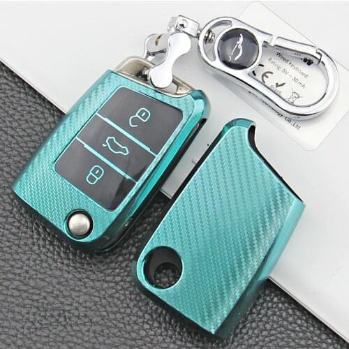 Color Carbon Fiber TPU Car Key Remote Case Cover For Volkswagen VW Golf 7 mk7 Seat Ibiza Leon FR 2 Altea Aztec For Skoda Octavia