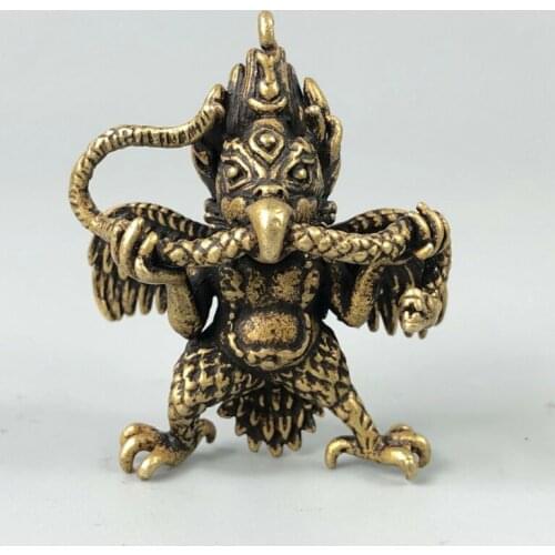 Exquisite Chinese Collectible Old Brass Handwork Eagle God Paya Garuda Statue