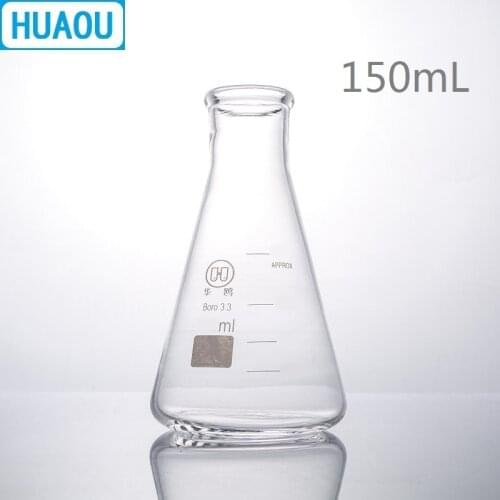 HUAOU 150mL Erlenmeyer Flask Borosilicate 3.3 Glass Narrow Neck Conical Triangle Flask Laboratory Chemistry Equipment