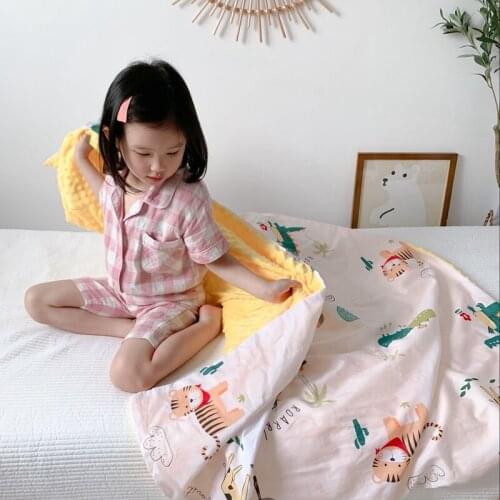 Air Conditioning Quilt 120*150cm /80*120cm Baby Blanket 40s Satin Cotton Baby Soothing Blanket Kids Blanket Aircon Blanket