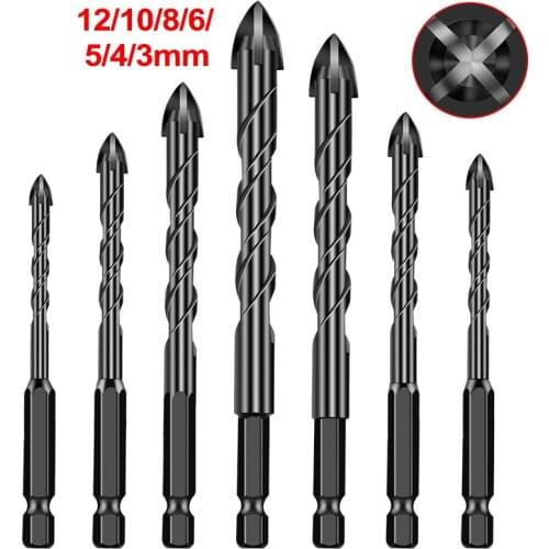 Cross Hex Tile Bit Glass Ceramic Concrete Hole Opener 1/4" Alloy Hex Shank Drill Bit 3/4/5/6/8/10/12mm Drill Bits For Metal Wood