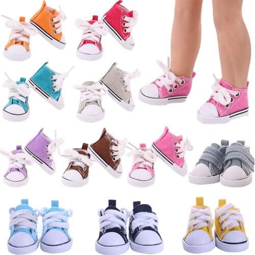 Doll Shoes 5cm Solid Color Canvas Shoes For 14Inch Wellie Wisher & Paola Reina&14.5 Nancy Doll Accessories,Shoes DIY Dolls