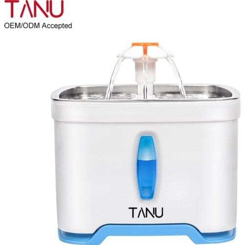 Square stainless steel pet automatic water dispenser for cats and dogs