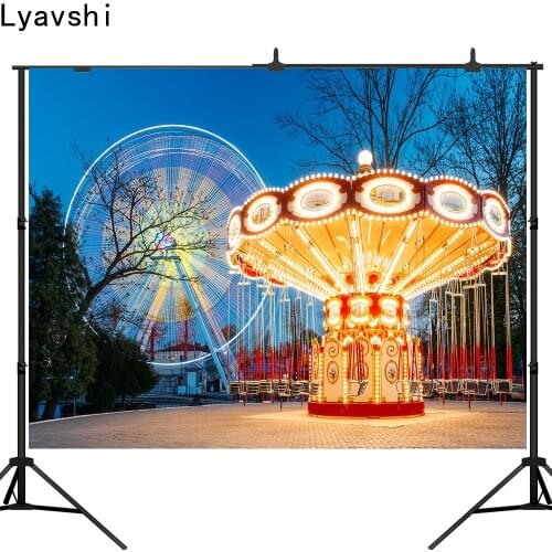 Lyavshi Photography Background Amusement Ferris Wheel Carousel Party Light Baby Portrait Photo Backdrops Photo Shoot