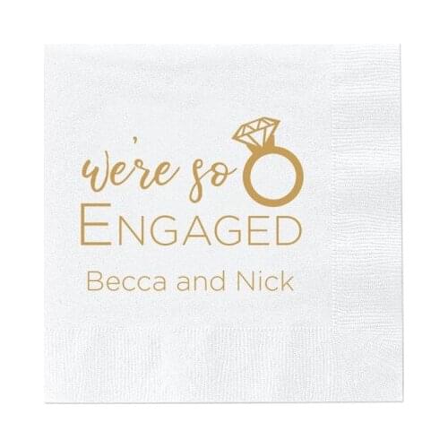 We're So Engaged Personalized Napkins, Engagement Party, Custom Bar Napkins, Custom Wedding Napkins milestones birthday