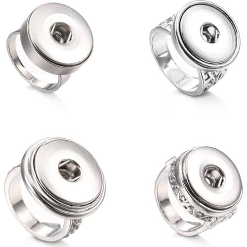 New 18mm Snap Jewelry Rings Vintage Metal Crystal 18mm Snap Button Ring Fit Snaps Buttons Jewelry DIY Snaps Rings