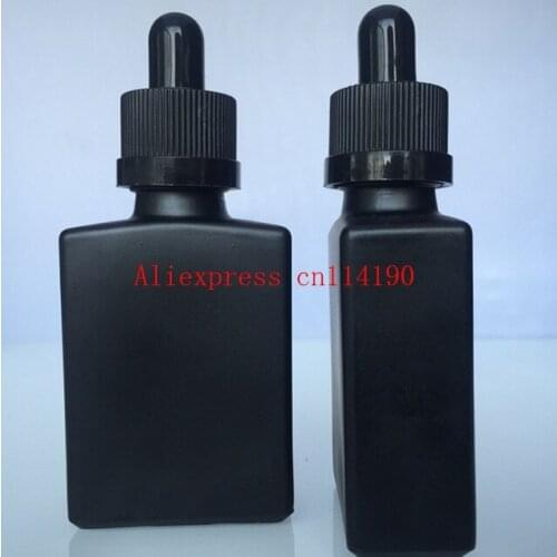 Wholesale 500 pcs/lot 30ml eliquid flat bottle glass e liquid empty mini bottles 30ml matte black rectangular glass bottles