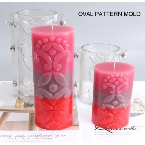 Oval Flower Pattern Handmade Scented Candle Mold DIY Cylindrical Aromatherapy Plaster Acrylic Transparent Soap Handmade Mould