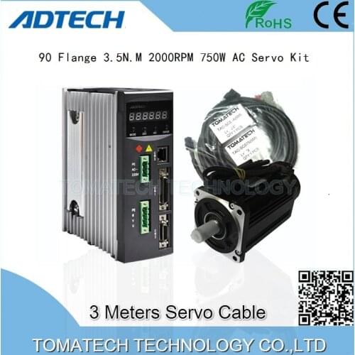 ADTECH AC Servo motor and driver 3.5NM 2000rpm 90mm frame 750 Watt Servo kit