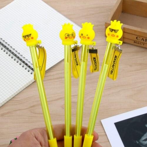 50PCS Crown Chick Gel Pen Animal Ribbon Black Water-Based Paint Pen Student Office Supplies Stationery