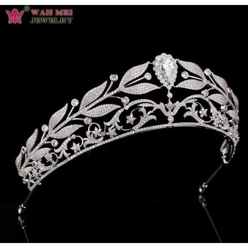 Bride Zircon Tiara Jewelry Wedding Hair Accessories Crystal Bridal Crowns Women Party Pageant Tiaras Cubic Zircon Copper Crown