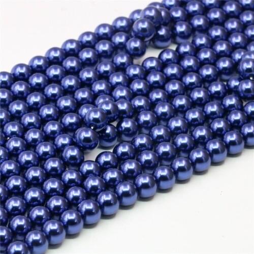 Bohemia Semi-finished Dark Blue Artificial Shell Imitated Pearl 4/6/8/10/12/14mm Round Loose Beads Jewelry Making 15inch Y824