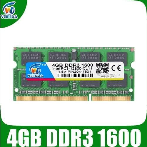 VEINEDA ram ddr3 4gb 8gb sodimm ddr3 1333 1600mhz ram for Intel amd laptop 4gb ddr3 1333 204pin